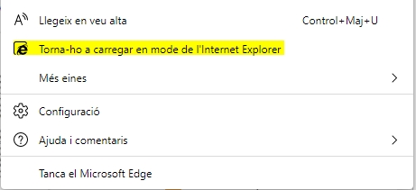 Edge - carregar en mode Internet Explorer